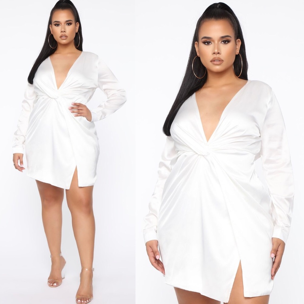 White Satin Wrap Dress